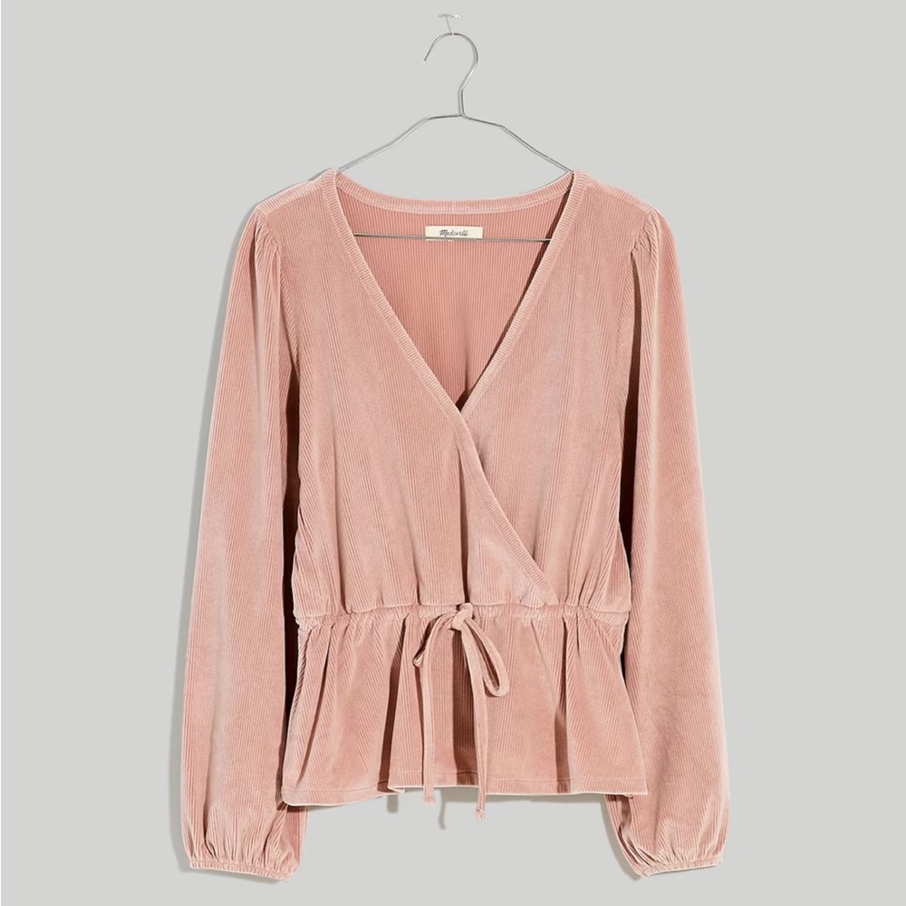 Madewell Velour Corduroy Tie-Front Faux-Wrap Top NEW W/TAGS